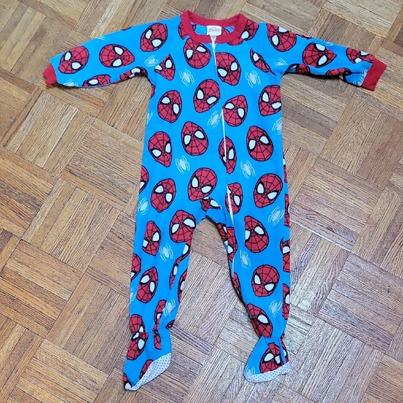 Spiderman Red and Blue Kids Footie Pajamas Size 3T - Picture 1 of 8